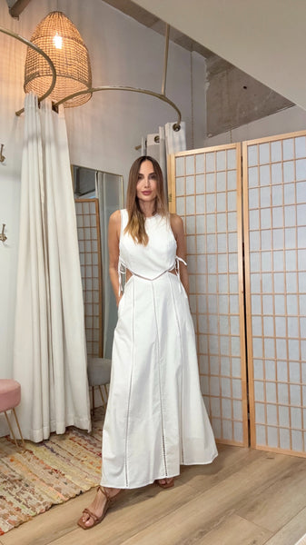 Ivory Muse Eyelet Midi Dress