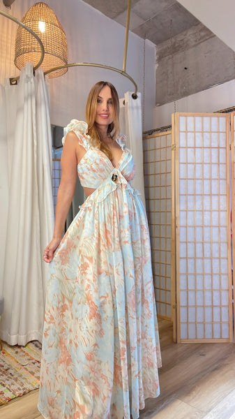 Campbell  floral maxi dress pastel color