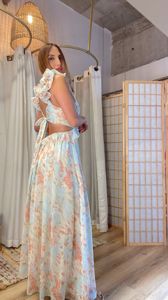 Campbell  floral maxi dress pastel color
