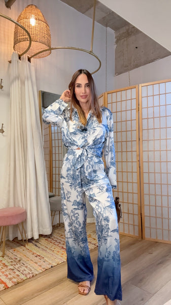 Marina Coast Toile Satin Set