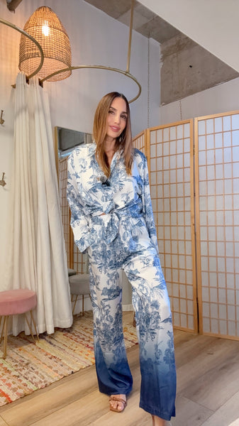 Marina Coast Toile Satin Set