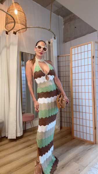 Sage Coast Crochet Halter Maxi Dress