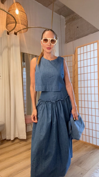 Sierra Chambray Maxi Skirt Set