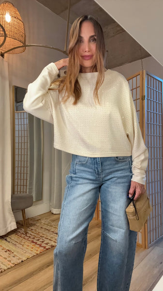 Marian Ivory Swarovski Crystal Sweater