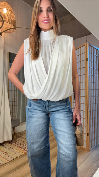 Lola Draped Mock-Neck Top