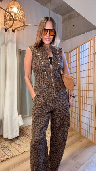 Adriana Leopard Barrel Pant Set