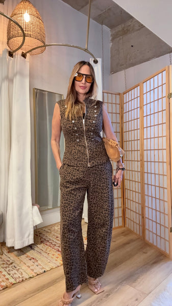 Adriana Leopard Barrel Pant Set
