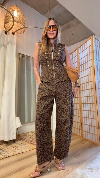 Adriana Leopard Barrel Pant Set