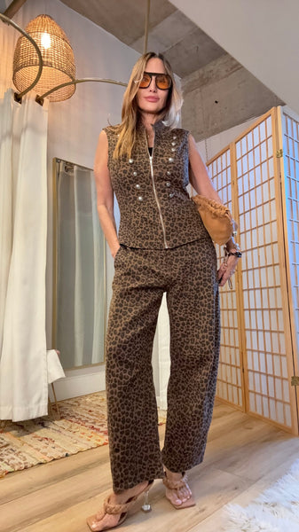 Adriana Leopard Barrel Pant Set