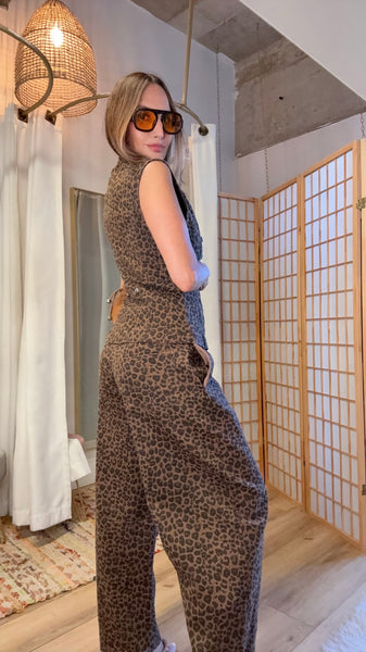 Adriana Leopard Barrel Pant Set