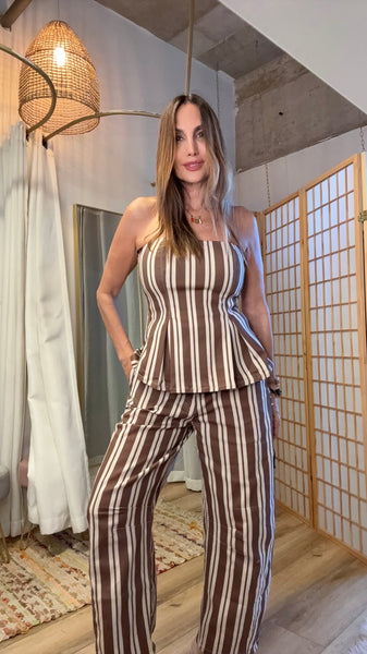 Gigi Striped Strapless Peplum Set