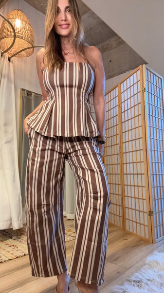 Gigi Striped Strapless Peplum Set