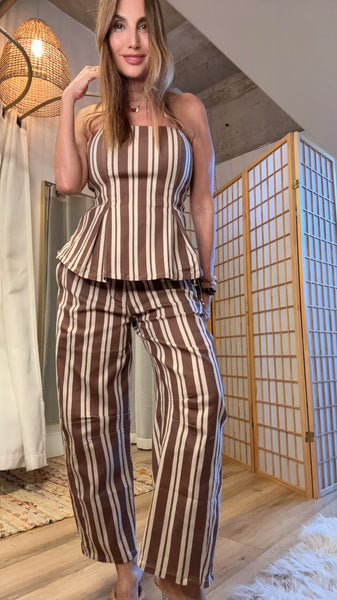 Gigi Striped Strapless Peplum Set