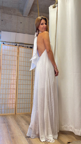 Athens white halter dress