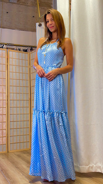 Sade baby blue polkadot halter