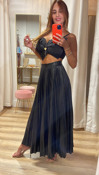Tina plisse skirt vegan leather
