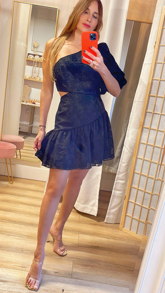 Milly One shoulder mini dress