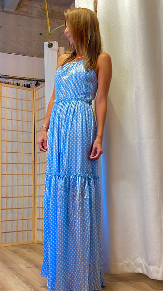 Sade baby blue polkadot halter