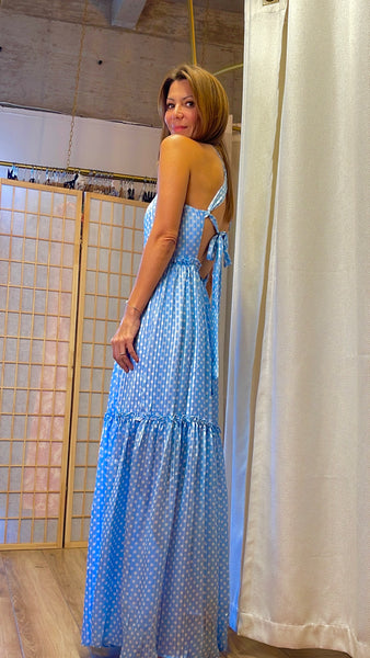 Sade baby blue polkadot halter