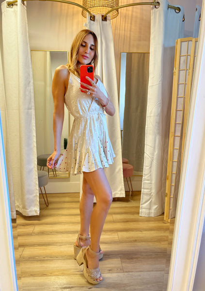Bali Romper subtle star print in beige