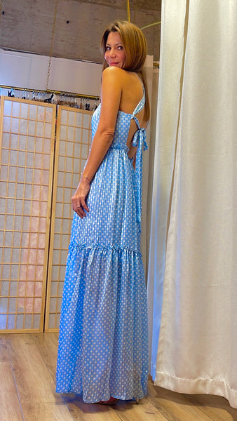 Sade baby blue polkadot halter