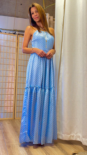 Sade baby blue polkadot halter