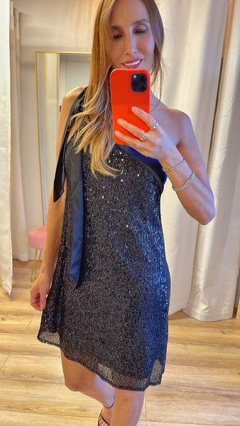 Lua sequined shift Dress one shoulder