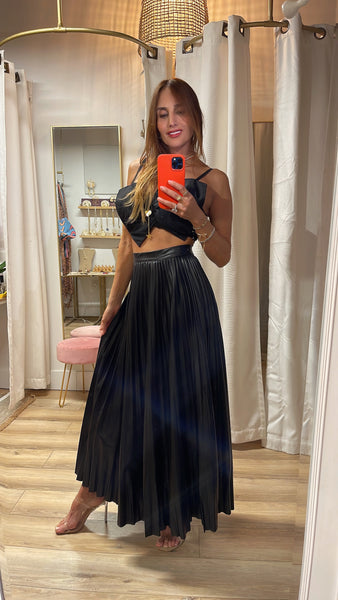 Tina plisse skirt vegan leather