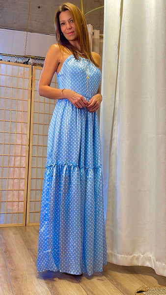Sade baby blue polkadot halter