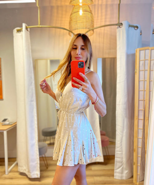 Bali Romper subtle star print in beige